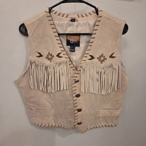 Cripple Creek Tan Leather Fringe Vest